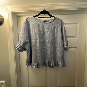 Elegant Short Sleeve Top - Light blue